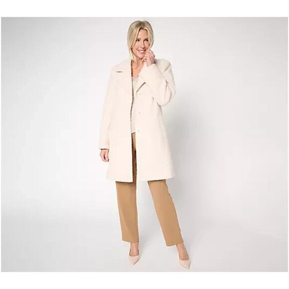dennis basso Jackets & Blazers - Dennis Basso Regular Everyday Teddy Coat with Snaps Vanilla Small A712201